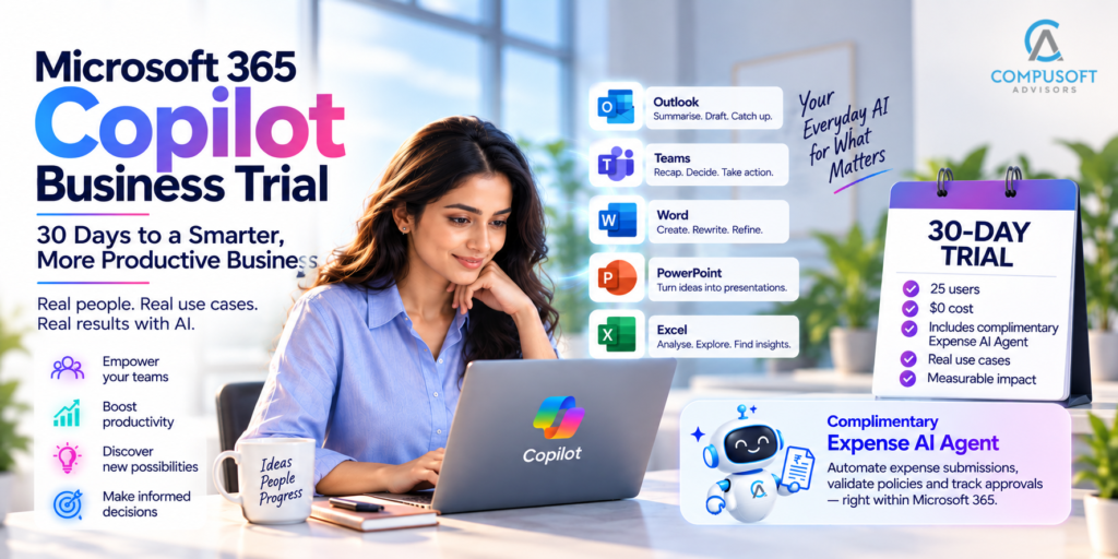 COMPUSOFT ADVISORS INDIA | MICROSOFT 365 COPILOT BUSINESS TRIAL: A 30-DAY GUIDE FOR BUSINESSES